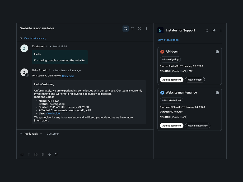 Instatus screenshot 1